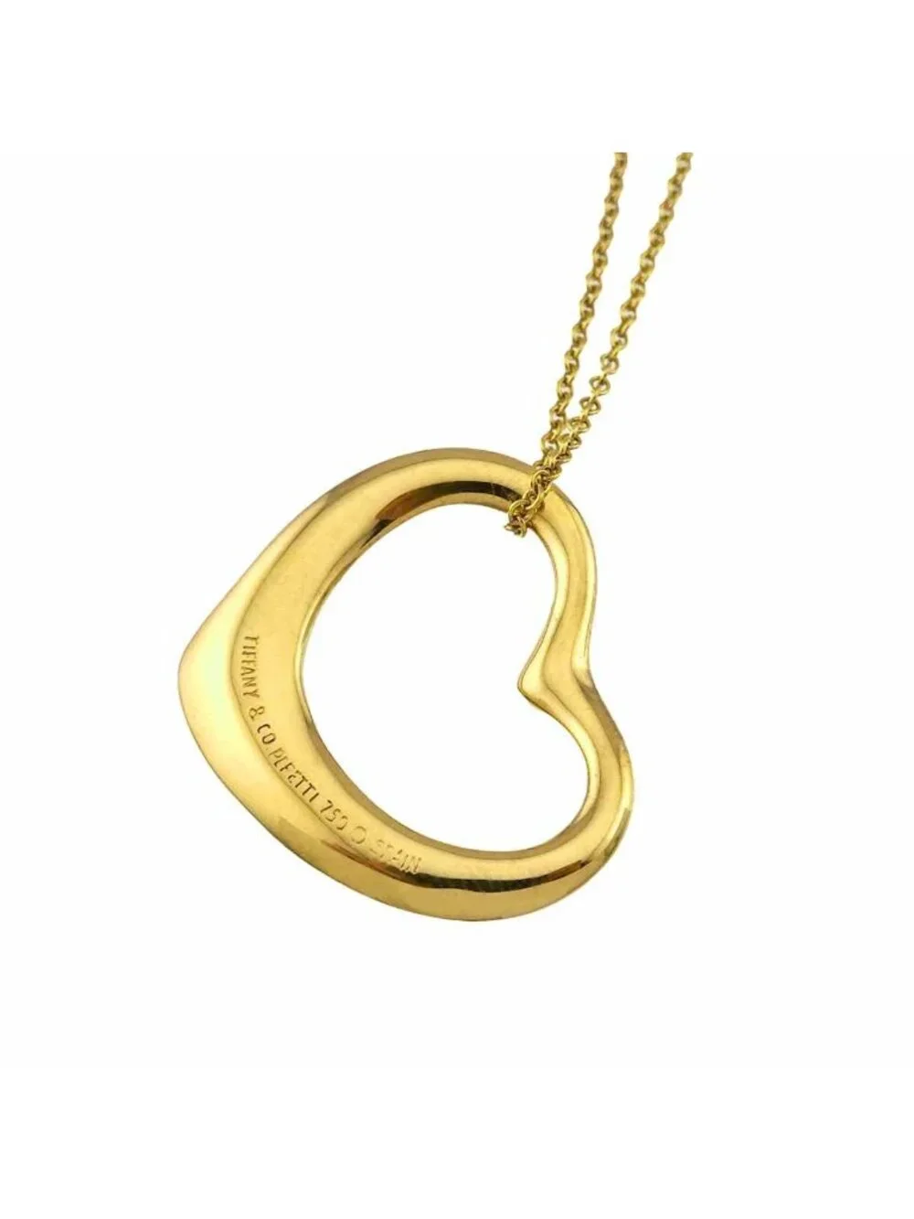Tiffany & Co Open Heart Width 22 Necklace 41 18k YG Yellow Gold